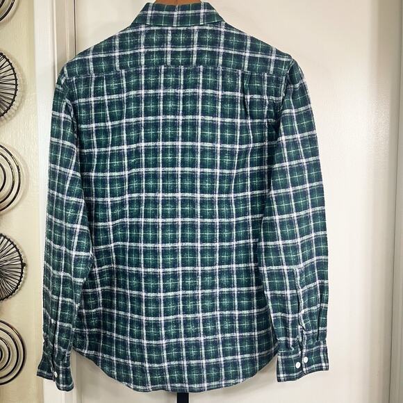 RVCA Mens Flannel Regular Fit Button Front Shirt - Green Blue Plaid, Size S - Picture 2 of 4